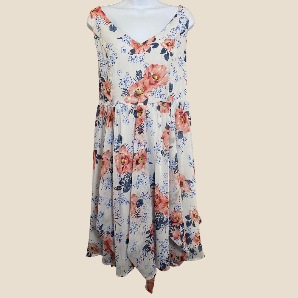 Torrid Floral Print Crinkled Ciffon Tank Dress 2 Feminine Romantic Cottagecore